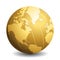 Gold vector globe. Glossy Earth business concept icon.