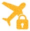 Gold Vector Locked Airplane Mosaic Icon