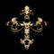 Gold vector ornamental cross with decorative antique vintage 3d