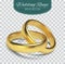 Gold vector wedding rings on trasparent background. Vector illustration. Marriage invitation elements.