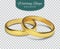 Gold vector wedding rings on trasparent background. Vector illustration. Marriage invitation elements.