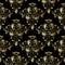 Gold vintage damask seamless pattern.