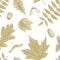 Gold vintage engraving of autumn leaves