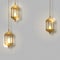 Gold vintage luminous lanterns. Arabic shining lamps. hanging realistic lamps.