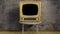 Gold Vintage TV turning ON with bad signal and noise Transparent screen 4k Obsolete Old Television