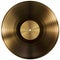 Gold or vinyl record disc isolated with clipping path