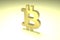 Gold volumetric symbol of digital crypto currency, bitcoin illuminated with bright light