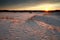 Gold warm sunset over sand dunes