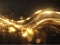 gold waves with light effect isolated on black background.