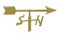 Gold weathervane showing north and south. Vector illustration