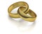 Gold wedding rings or bands intertwined