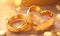 Gold wedding rings, heart shape, Elegant Wedding ring. Golden rings. Love photo. Wedding day. luxury engagement gold ring