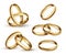 Gold wedding rings set, ceremony gift symbol