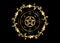 Gold wheel of the Year is an annual cycle of seasonal festivals. Wiccan calendar and holidays. Compass with pentagram, flowers,