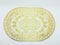 Gold and white colorful synthetic textile table mat with classic retro vintage pattern on white background 06