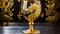 gold wine glass with dragon ornament