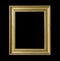 gold wooden frame isolated on black background.