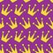 Gold yellow contour crown icon. King, queen, princess accessory. Seamless Pattern Wrapping paper, textile template. Violet