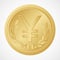 Gold Yen Coin with Yuan Symbol â€“ Chinese Money â€“ Vector and Illustration