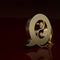 Gold Yin Yang symbol of harmony and balance icon isolated on brown background. Minimalism concept. 3D render