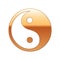 Gold Yin Yang symbol icon on white background