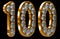 Golden 100 numeral incrusted with diamonds