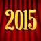 Golden 2015 sign on curtains