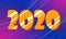 Golden 2020 new year blue background