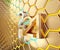 Golden 2021 grid hexagonal modern creative trending gold structure background 3d-illustration