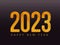 Golden 2023 Happy New Year Font Against Brownish Purple