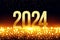 golden 2024 lettering new year card with shiny particle