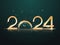 Golden 2024 Number with Light Effect Clock on Shiny Green