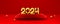 Golden 2024 numbers on red round podium