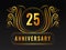 Golden 25th Anniversary Emblem Or Label On Black