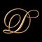 Golden 3d alphabet, elegant shape, Capital letter d, 3d illustration