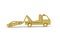 Golden 3d car transporter icon isolated on white background