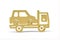 Golden 3d car transporter icon isolated on white background