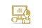 Golden 3d copywriter icon isolated on white - 3d