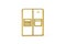 Golden 3d fridge icon isolated on white background