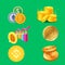 Golden 3D Money Investment 3d element for post with green background