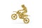 Golden 3d motocross icon isolated on white background