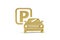 Golden 3d parking icon isolated on white background