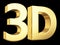 Golden 3D symbol isolated on black