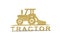 Golden 3d tractor icon isolated on white background