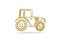 Golden 3d tractor icon isolated on white background