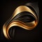 golden abstract curving ribbon on a black background