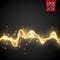 Golden abstract energy shock effect . Electric discharge isolated. Vector illustration