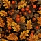 Golden Acorn Grove: Seamless Oak Leaves & Acorn Pattern in Autumnal Tones