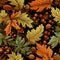 Golden Acorn Grove: Seamless Oak Leaves & Acorn Pattern in Autumnal Tones