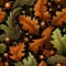 Golden Acorn Grove: Seamless Oak Leaves & Acorn Pattern in Autumnal Tones